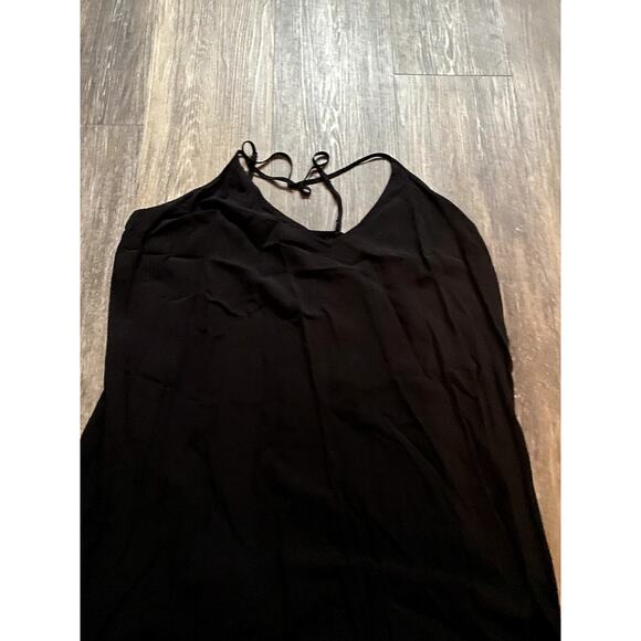 Slinky Black Slip Maxi Dress XL 90s Retro Minimalist Dark Feminine Whimsygoth - Picture 4 of 4